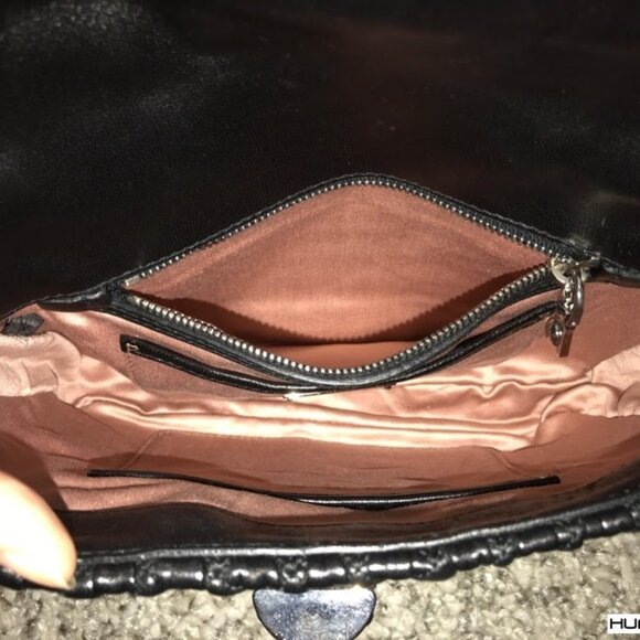 Miu Miu Matelasse Nappa Leather Crystal Flap Clutch Black - Picture 6 of 7